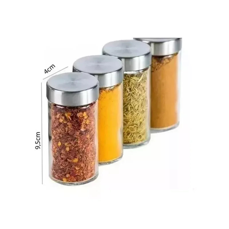 Stainless Steel Seasonings Door 16 Pots Swivel Round Door Condiments Organizer-IMMEDIATE SHIP FOR ALL BRAZIL