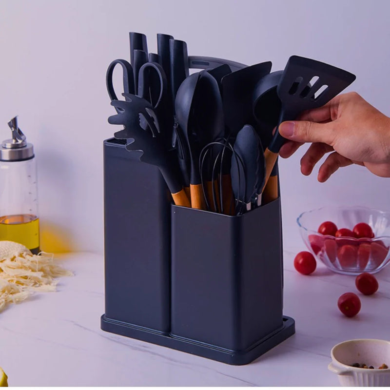 Complete Kit with 19 Essential Kitchen Utensils-High Quality Tools to Facilitate Your Day to Day