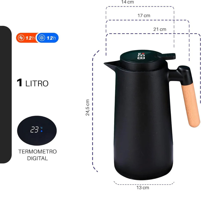 1L Thermal Bottle with Smart Temperature Sensor-Ideal for Hot and Cold Drinks