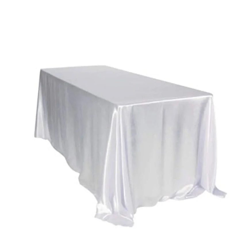 Rectangle Satin Tablecloth Wedding Table Cloth White  Christmas Baby Shower Birthday Events Banquet Decor  Dining Table