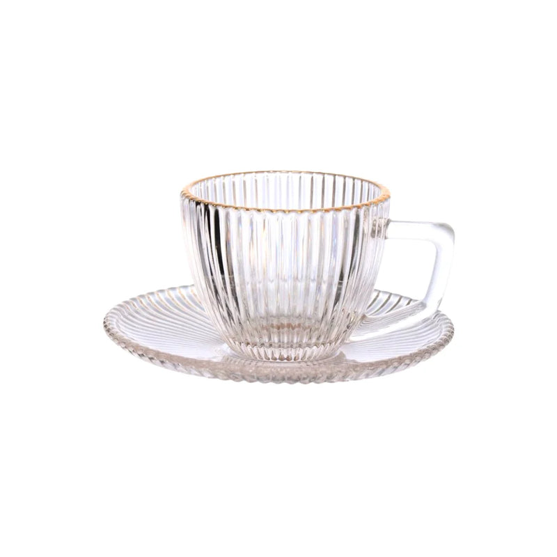 Coffee Cup Set With Saucer In Graffiate Glass With 12 Pieces 90ml Haüskraft